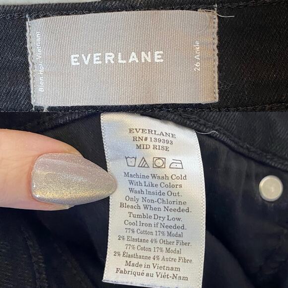 Everlane Black Mid Rise Skinny Ankle Jean Black size 26 - Picture 4 of 4